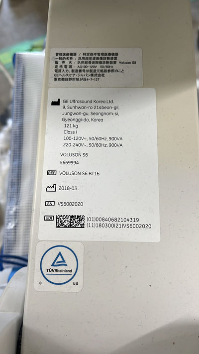 GE Voluson S6 BT16 Ultrasound System, moy:2018 with convex and 4D convex array probe