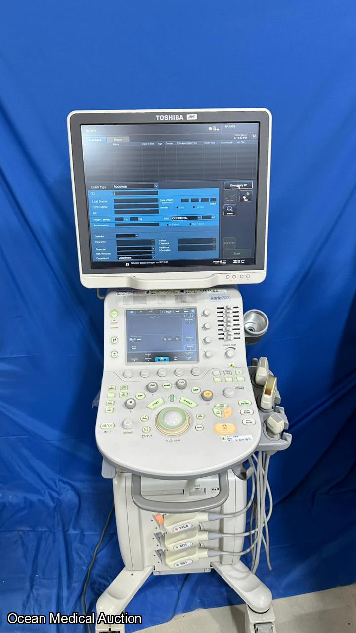 Toshiba Xario 200 with convex, linear and cardiac probe