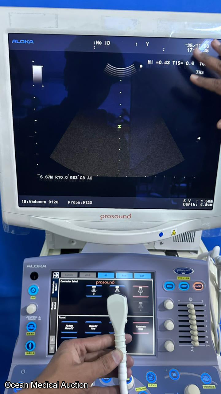 Hitachi Aloka alpha 7 ultrasound with convex,linear and cardiac probe