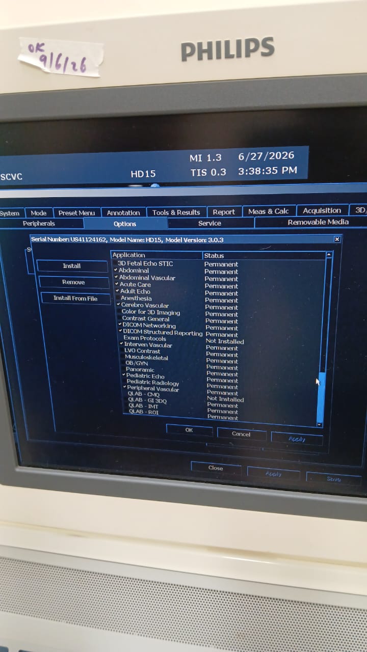 PHILIPS HD15 ULTRASOUND MACHINE with Cardiac Array probe. BH