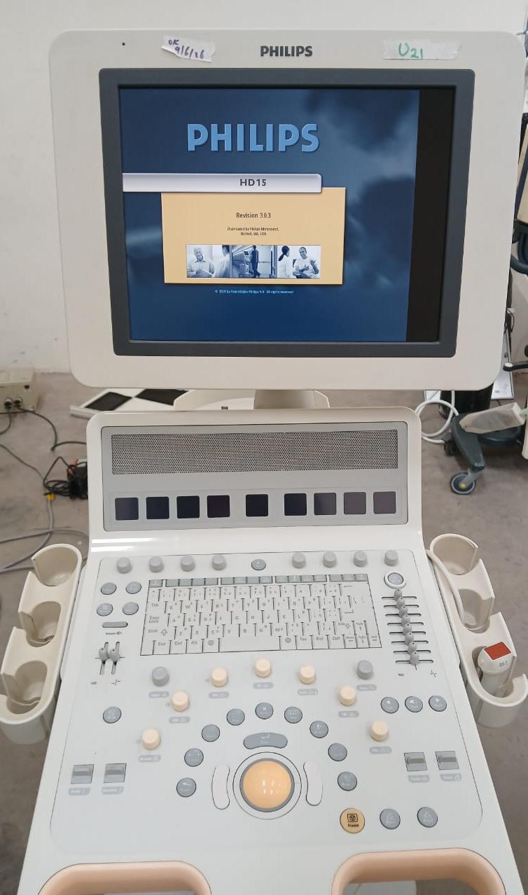 PHILIPS HD15 ULTRASOUND MACHINE with Cardiac Array probe. BH