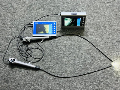 KARL STORZ TECHNO PORT 80407 portable video inspection/endoscopy system with a KARL STORZ C-MAC 8403 ZX monitor and flexible video endoscopes.