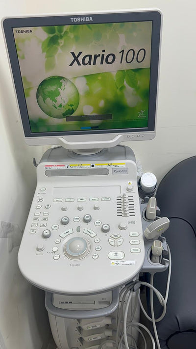 Toshiba Xario 100 ultrasound with cardiac,linear and convex probe
