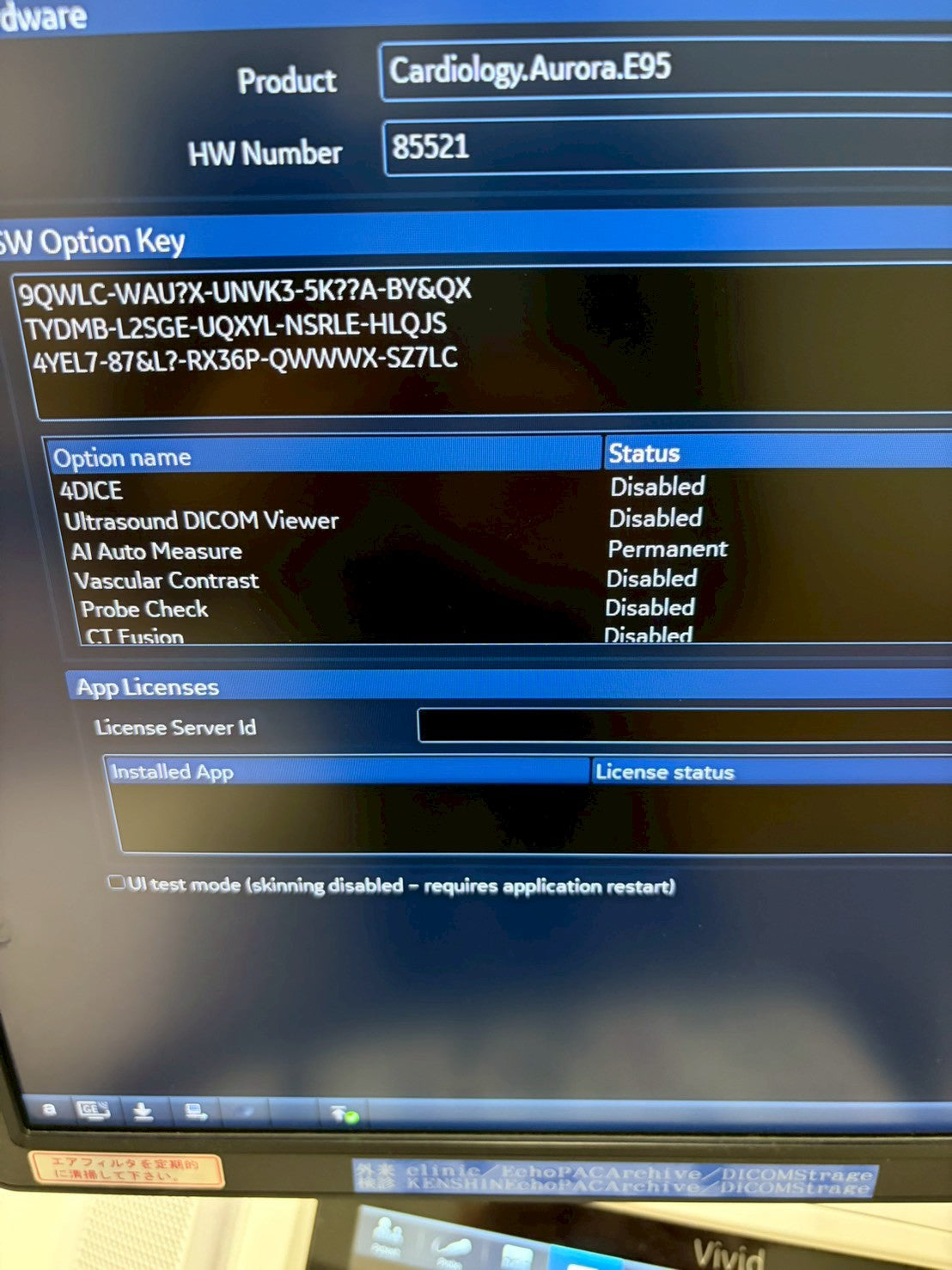 GE Vivid E95 Ultra Edition V206 Ultrasound with sector probe, 4D probe, linear probe and convex probe.