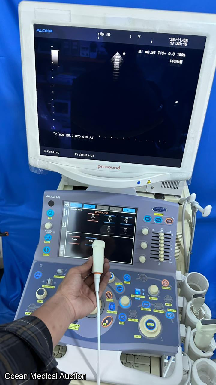 Hitachi Aloka alpha 7 ultrasound with convex,linear and cardiac probe