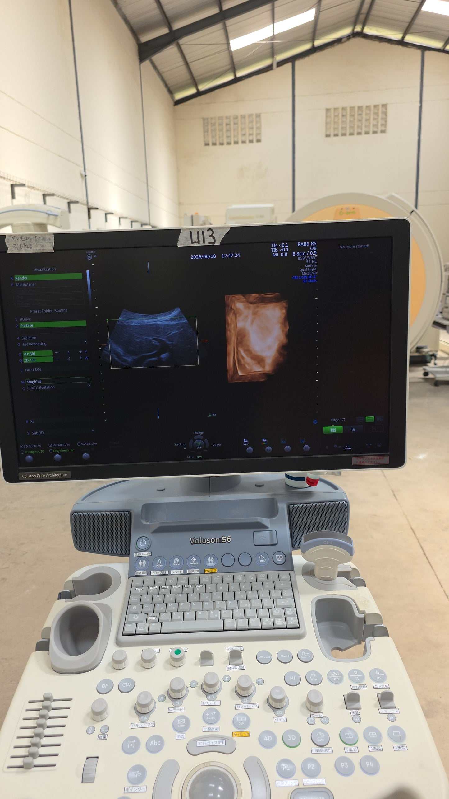 GE Voluson S6 BT16 Ultrasound System, moy:2018 with convex and 4D convex array probe