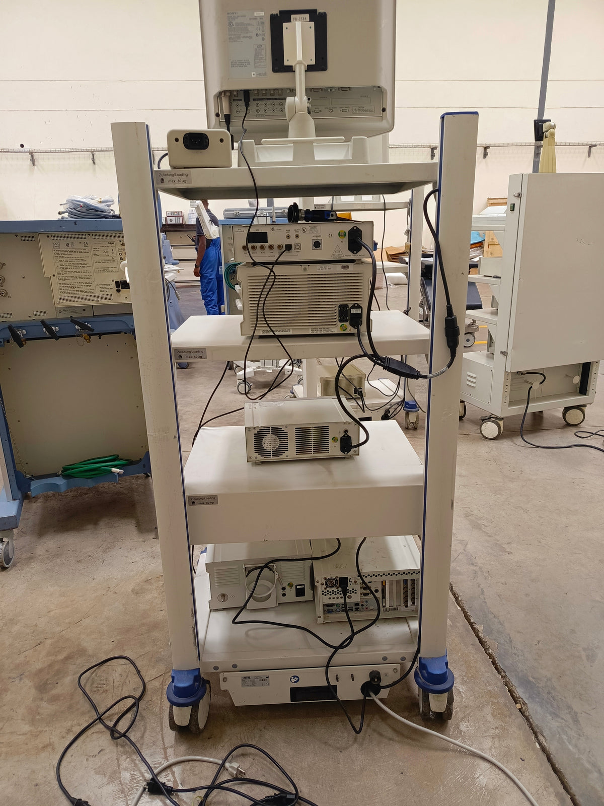 Karl Storz system with xenon 300 light source, telecam SL pal 202120 processor, SCB 26432020 thermoflator and AIDS control NEO 20046120 camera control